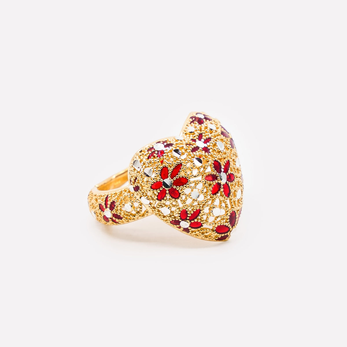 ANELLO CUORE GRANDE REGOLABILE FILIGRANA ARGENTO 925 - MINA MINA