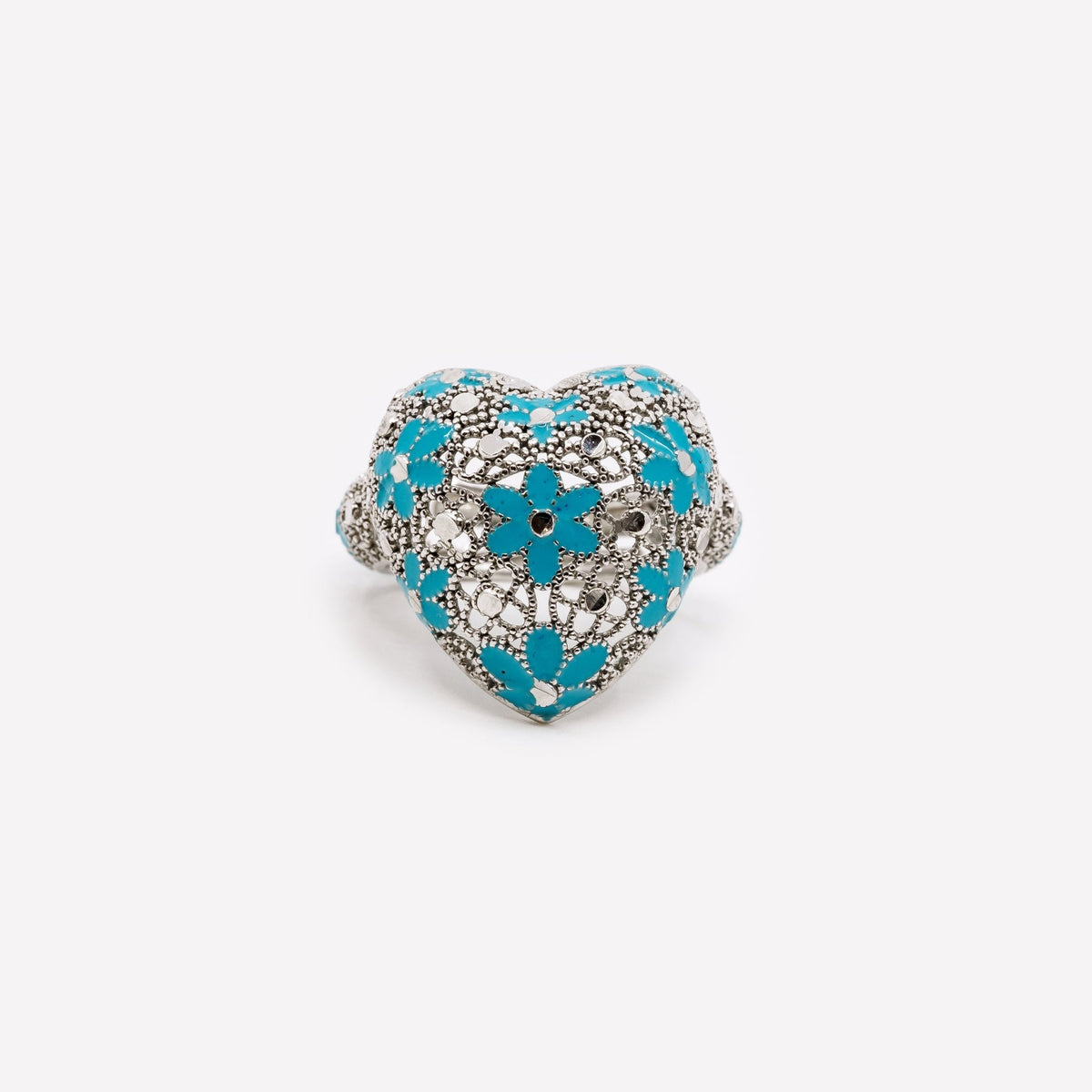 ANELLO CUORE GRANDE REGOLABILE FILIGRANA ARGENTO 925 - MINA MINA