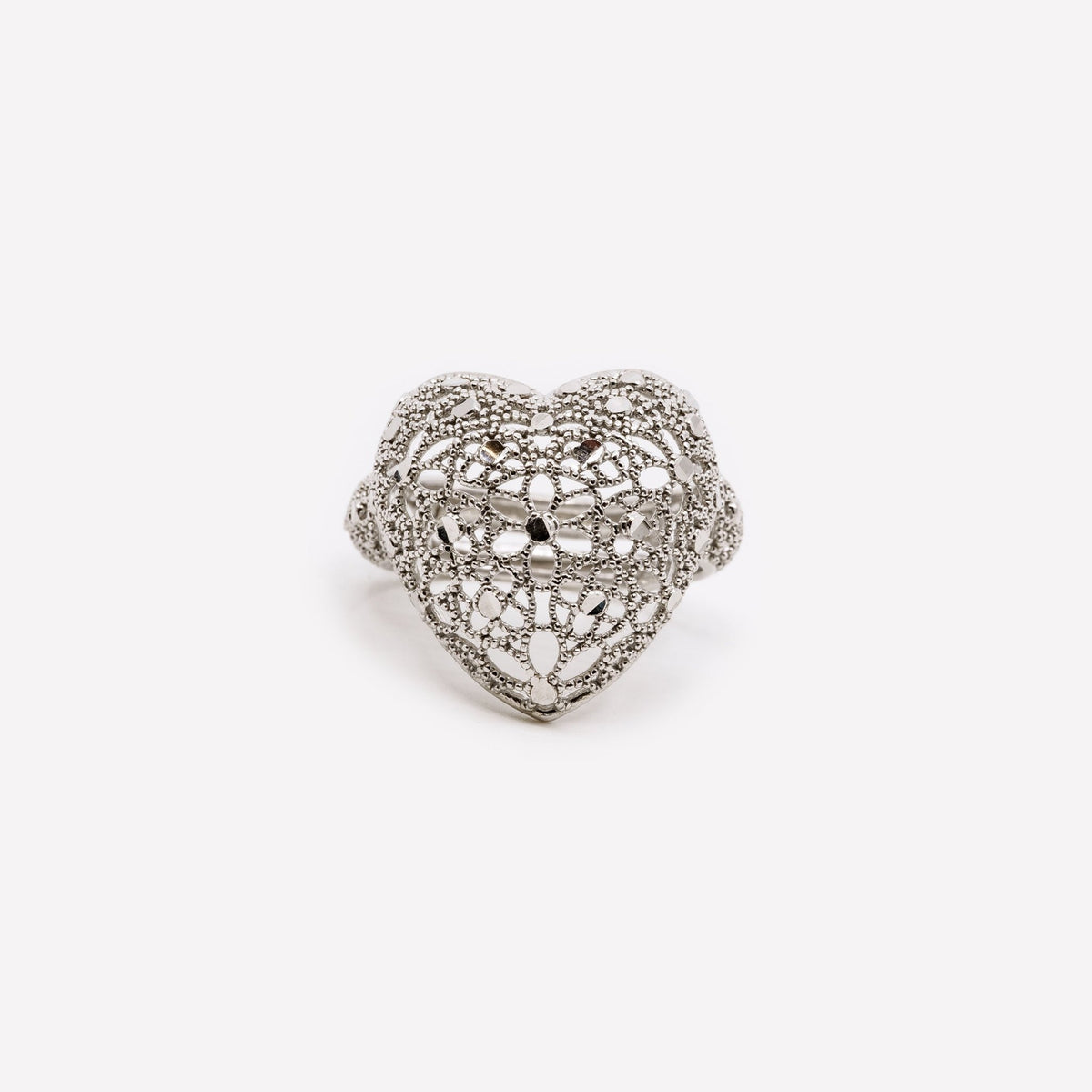 ANELLO CUORE GRANDE REGOLABILE FILIGRANA ARGENTO 925 - MINA MINA