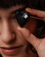 COLLANA CIONDOLO CUORE PELLE NERA RICAMATO - MINA MINA