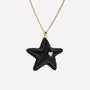 COLLANA CIONDOLO STELLA PELLE NERA RICAMATA - MINA MINA
