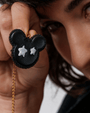 COLLANA CIONDOLO TOPOLINO PELLE NERA RICAMATO - MINA MINA