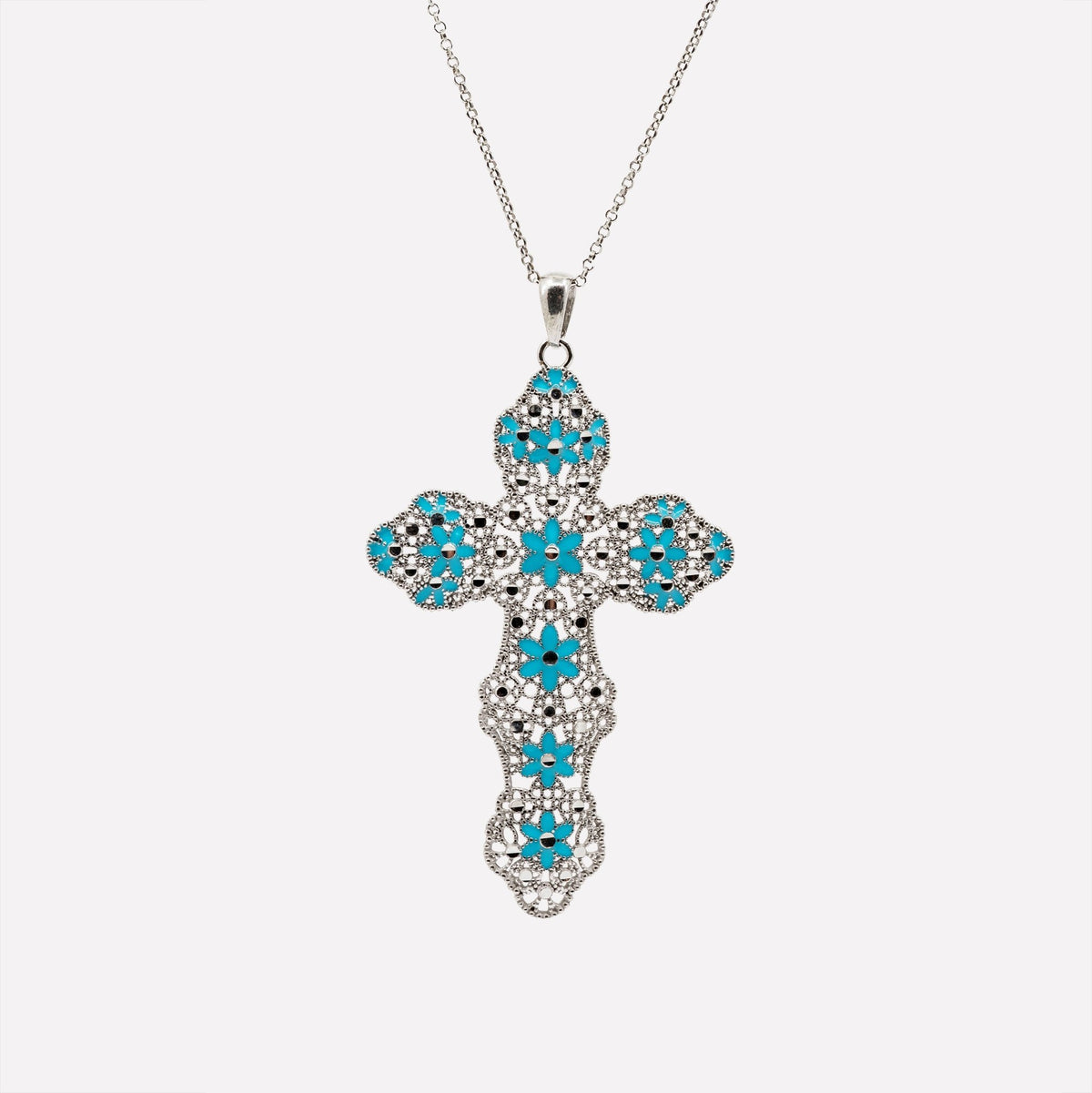 COLLANA CROCE GLAM FILIGRANA ARGENTO 925 - MINA MINA