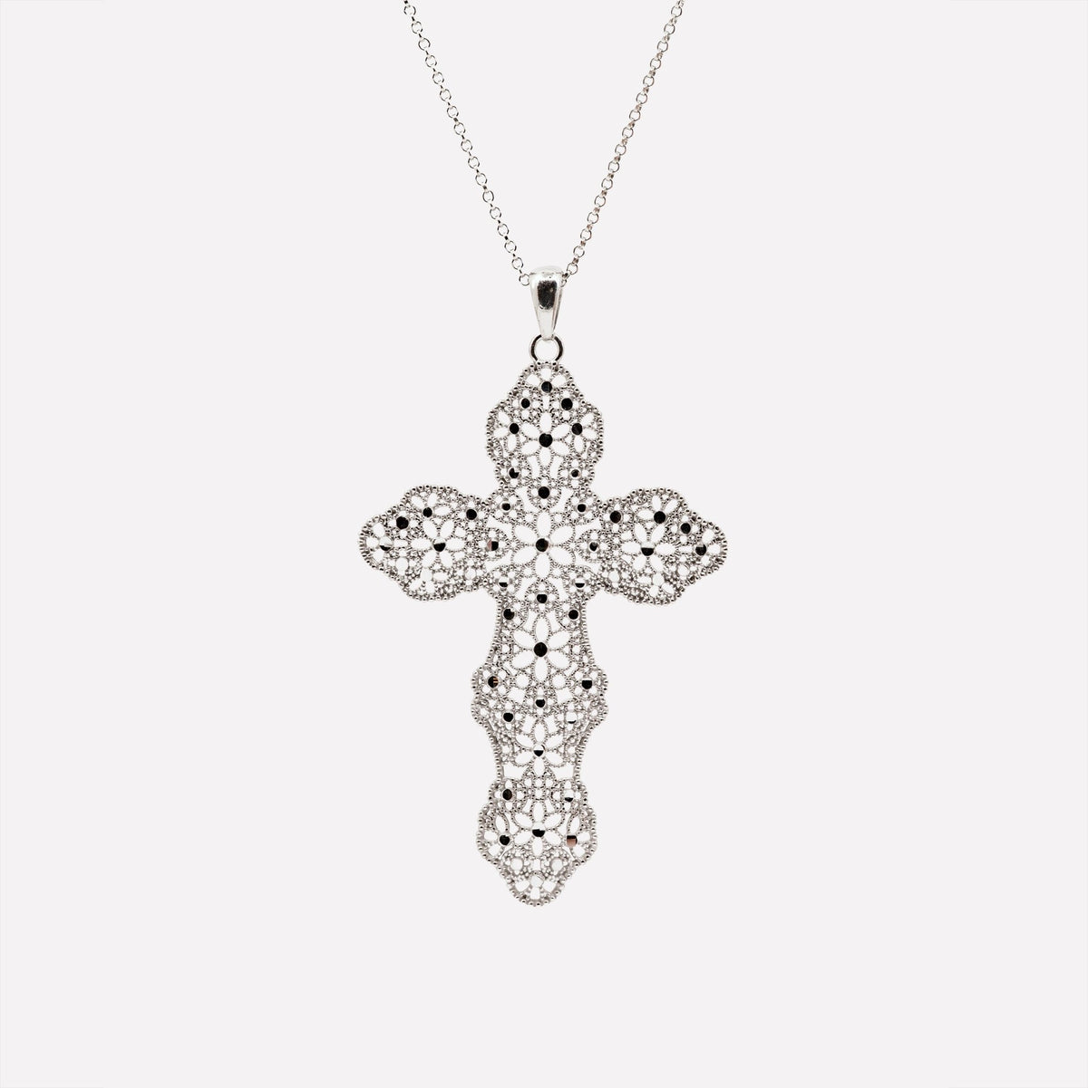 COLLANA CROCE GLAM FILIGRANA ARGENTO 925 - MINA MINA