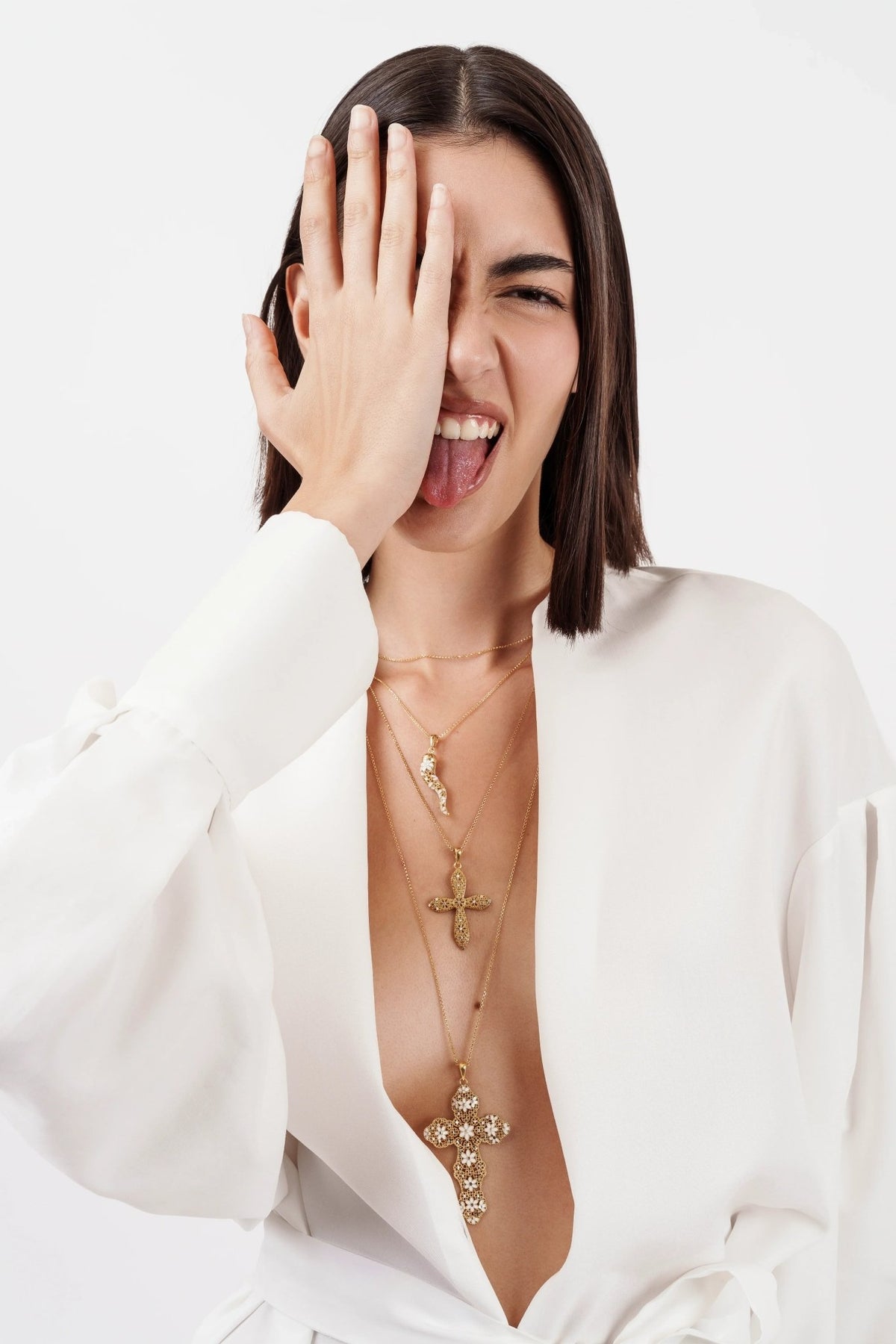 COLLANA CROCE GLAM FILIGRANA ARGENTO 925 - MINA MINA
