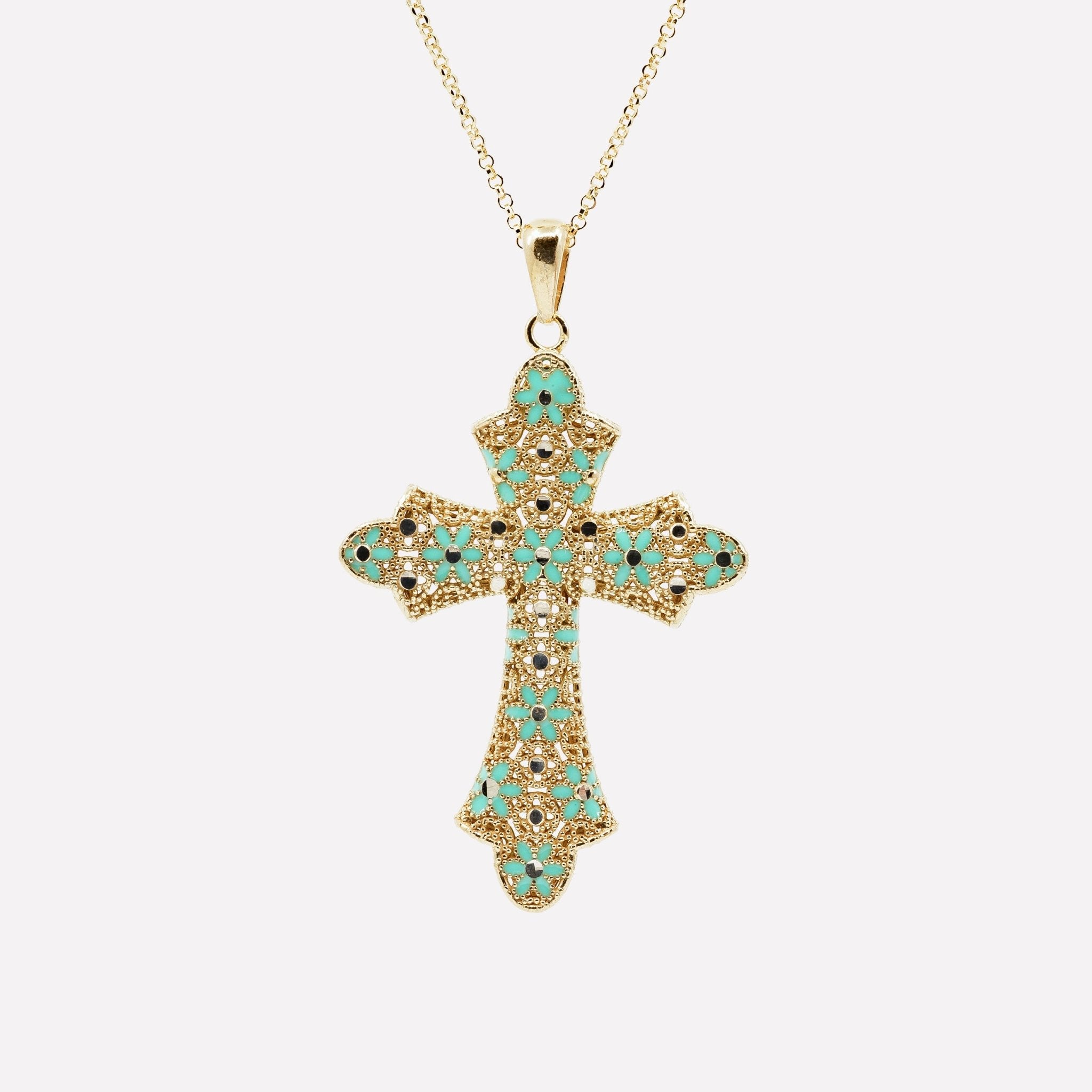 COLLANA CROCE MEDIA FILIGRANA ARGENTO 925 - MINA MINA