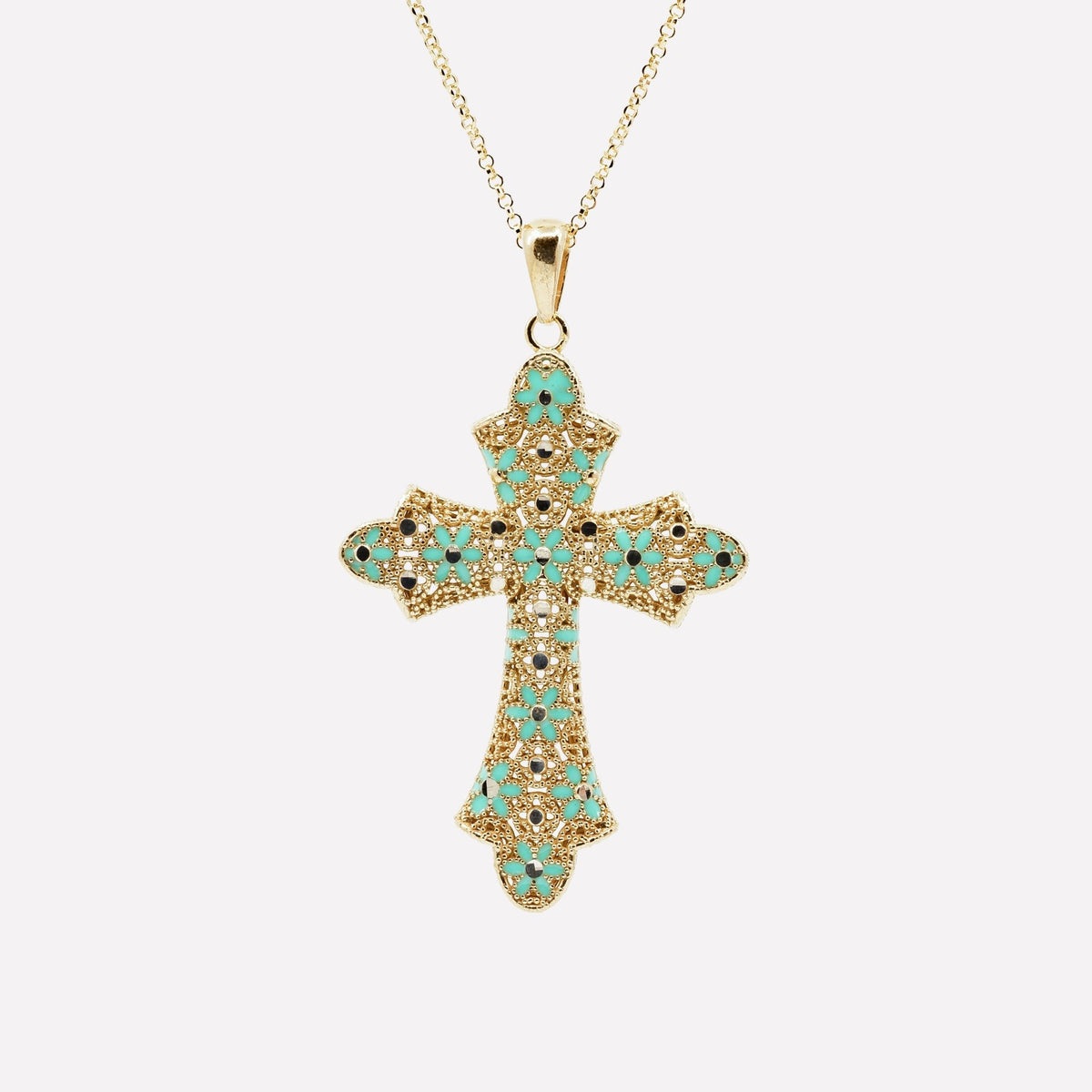 COLLANA CROCE MEDIA FILIGRANA ARGENTO 925 - MINA MINA