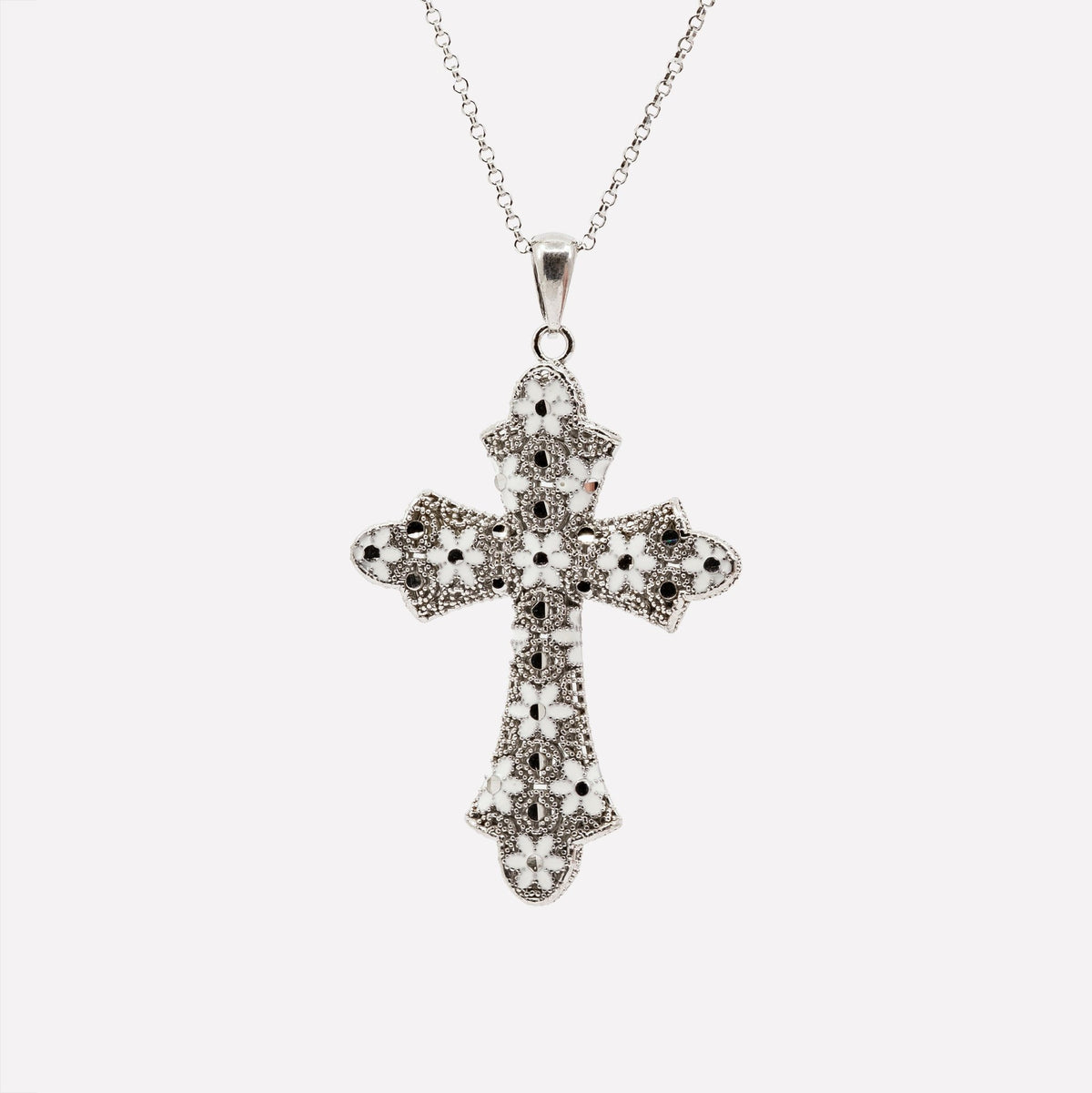 COLLANA CROCE MEDIA FILIGRANA ARGENTO 925 - MINA MINA
