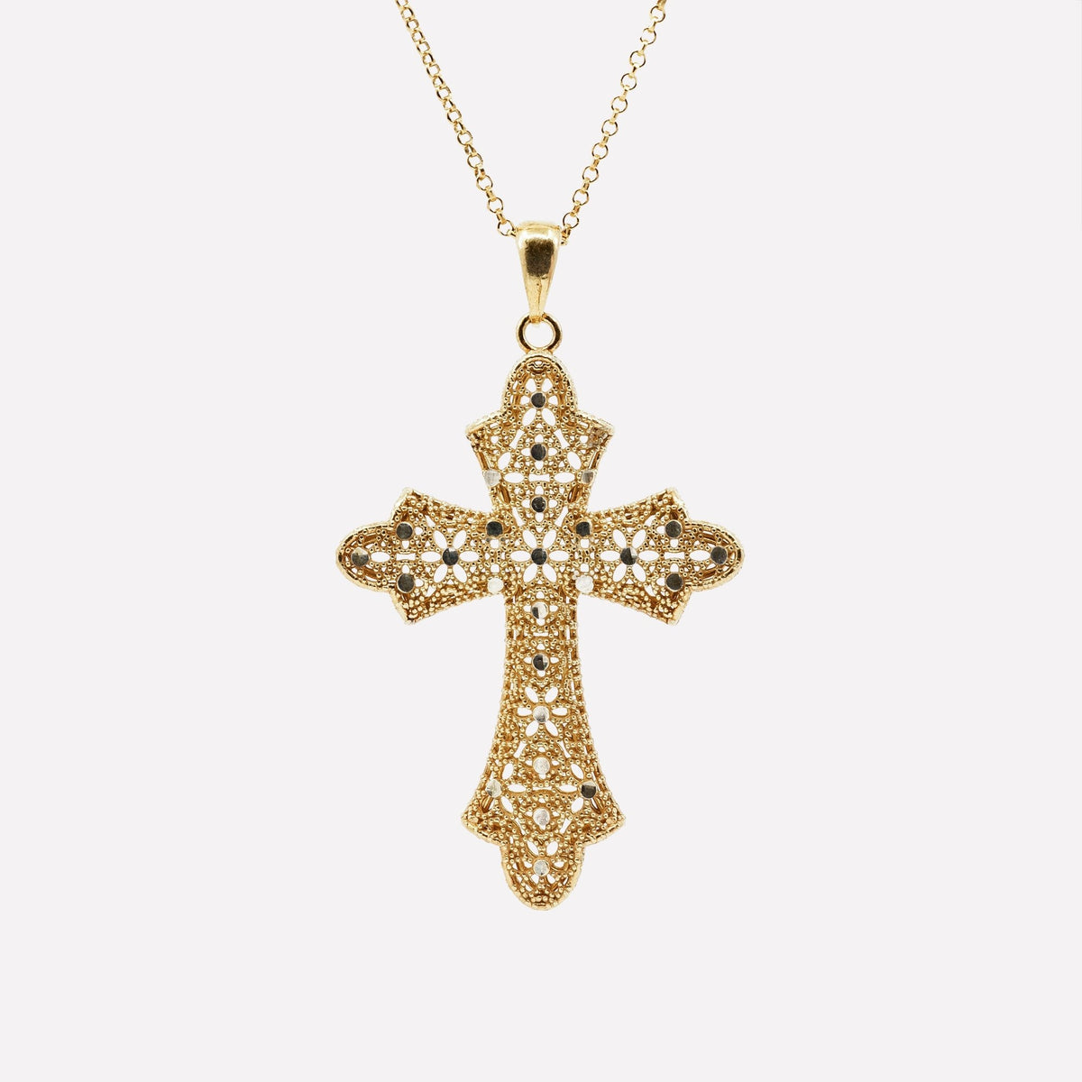 COLLANA CROCE MEDIA FILIGRANA ARGENTO 925 - MINA MINA