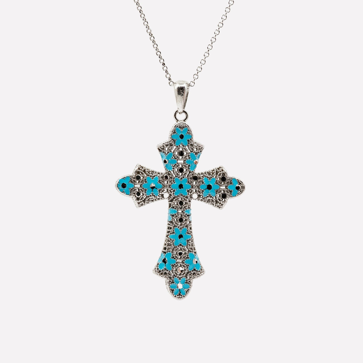 COLLANA CROCE MEDIA FILIGRANA ARGENTO 925 - MINA MINA