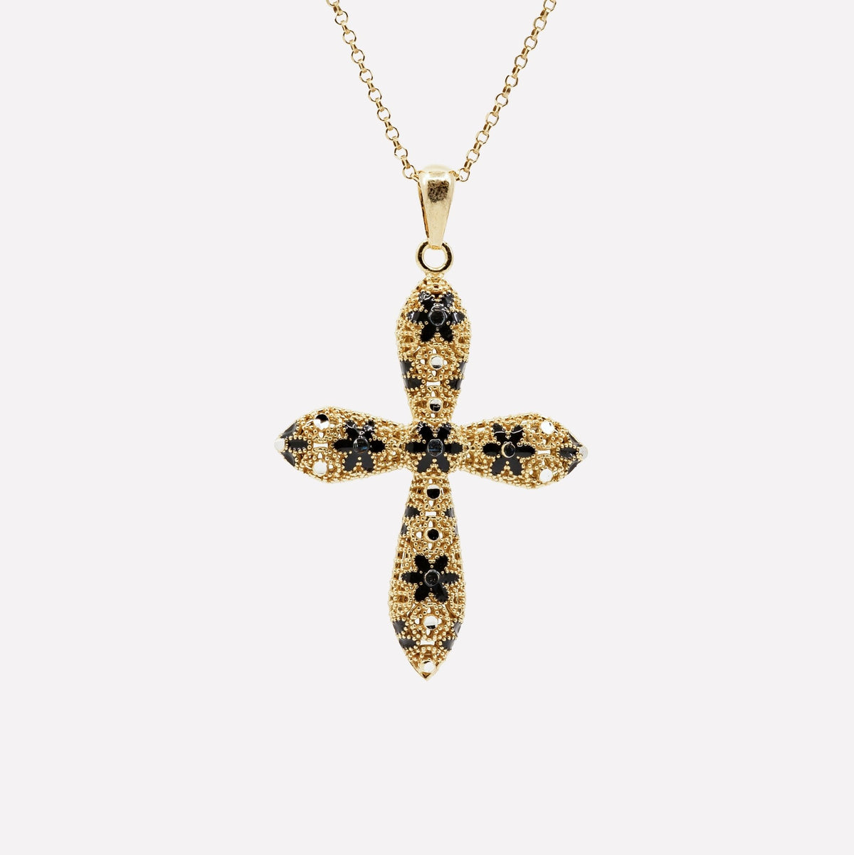 COLLANA CROCE TONDA FILIGRANA ARGENTO 925 - MINA MINA