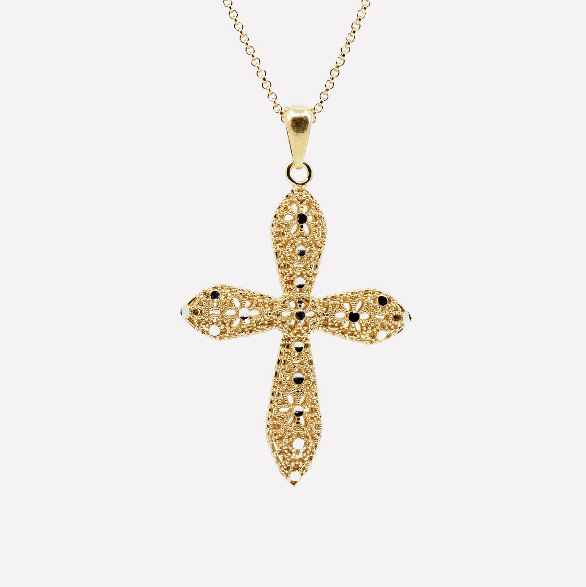 COLLANA CROCE TONDA FILIGRANA ARGENTO 925 - MINA MINA