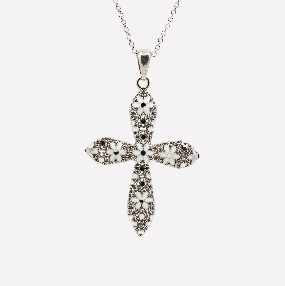 COLLANA CROCE TONDA FILIGRANA ARGENTO 925 - MINA MINA