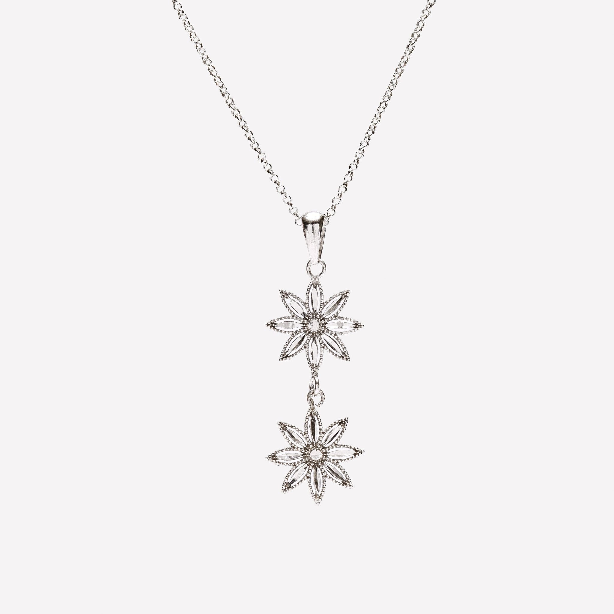 COLLANA DUE FIORI FILIGRANA ARGENTO 925 - MINA MINA