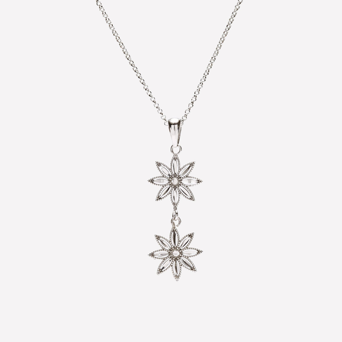 COLLANA DUE FIORI FILIGRANA ARGENTO 925 - MINA MINA