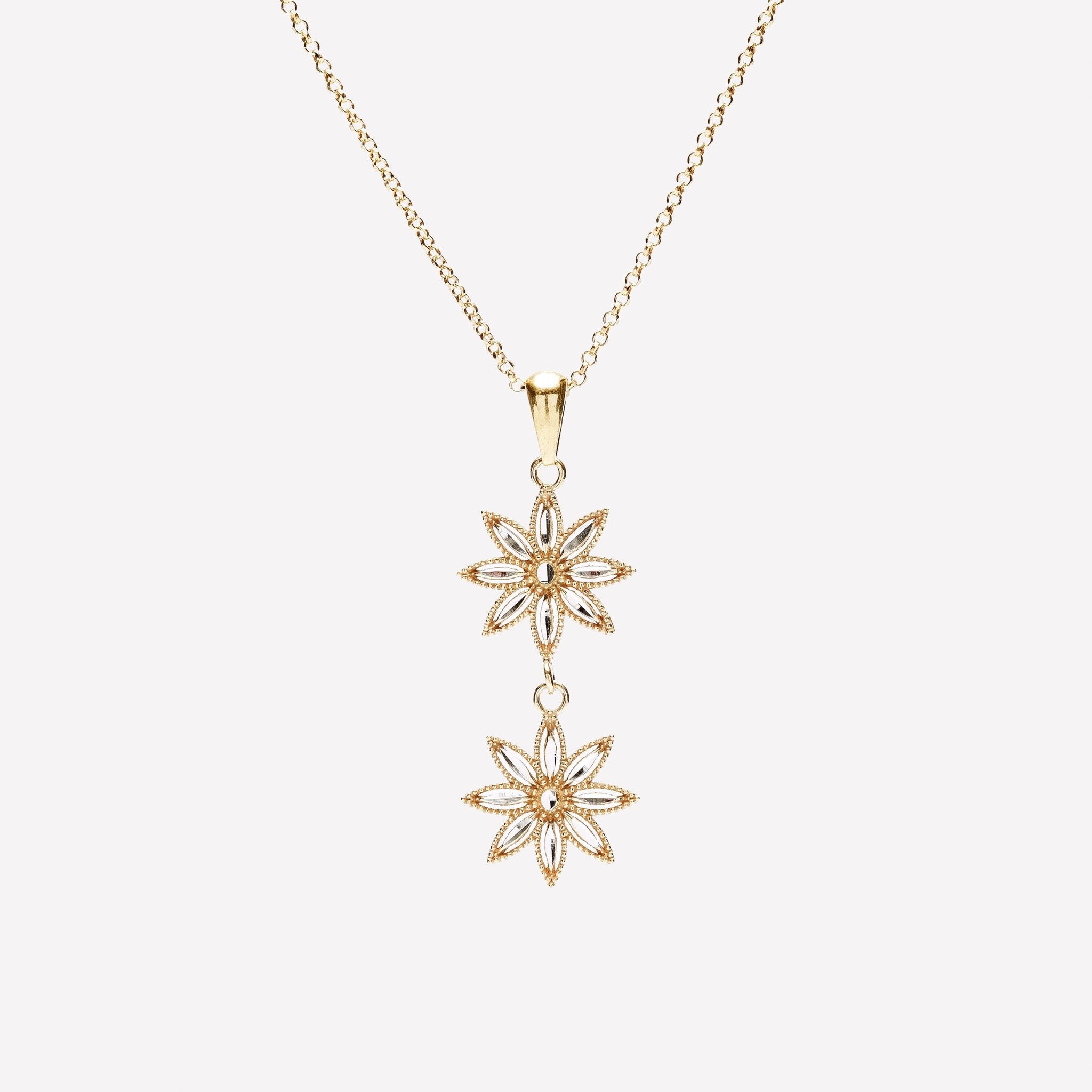COLLANA DUE FIORI FILIGRANA ARGENTO 925 - MINA MINA