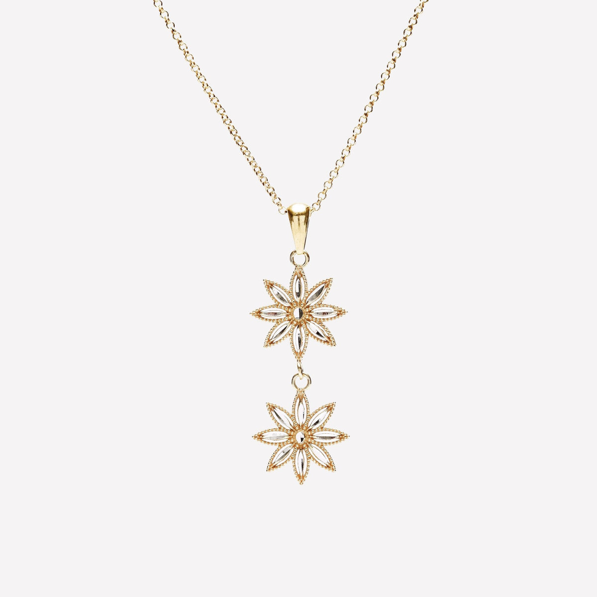 COLLANA DUE FIORI FILIGRANA ARGENTO 925 - MINA MINA