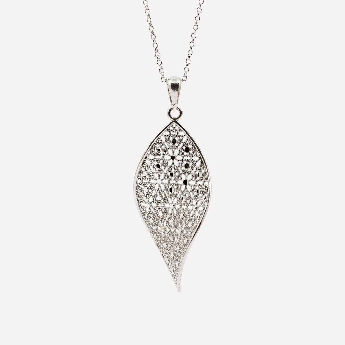 COLLANA FOGLIA FILIGRANA ARGENTO 925 - MINA MINA