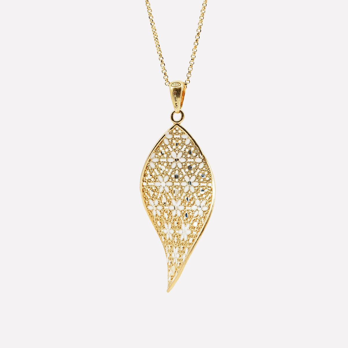 COLLANA FOGLIA FILIGRANA ARGENTO 925 - MINA MINA