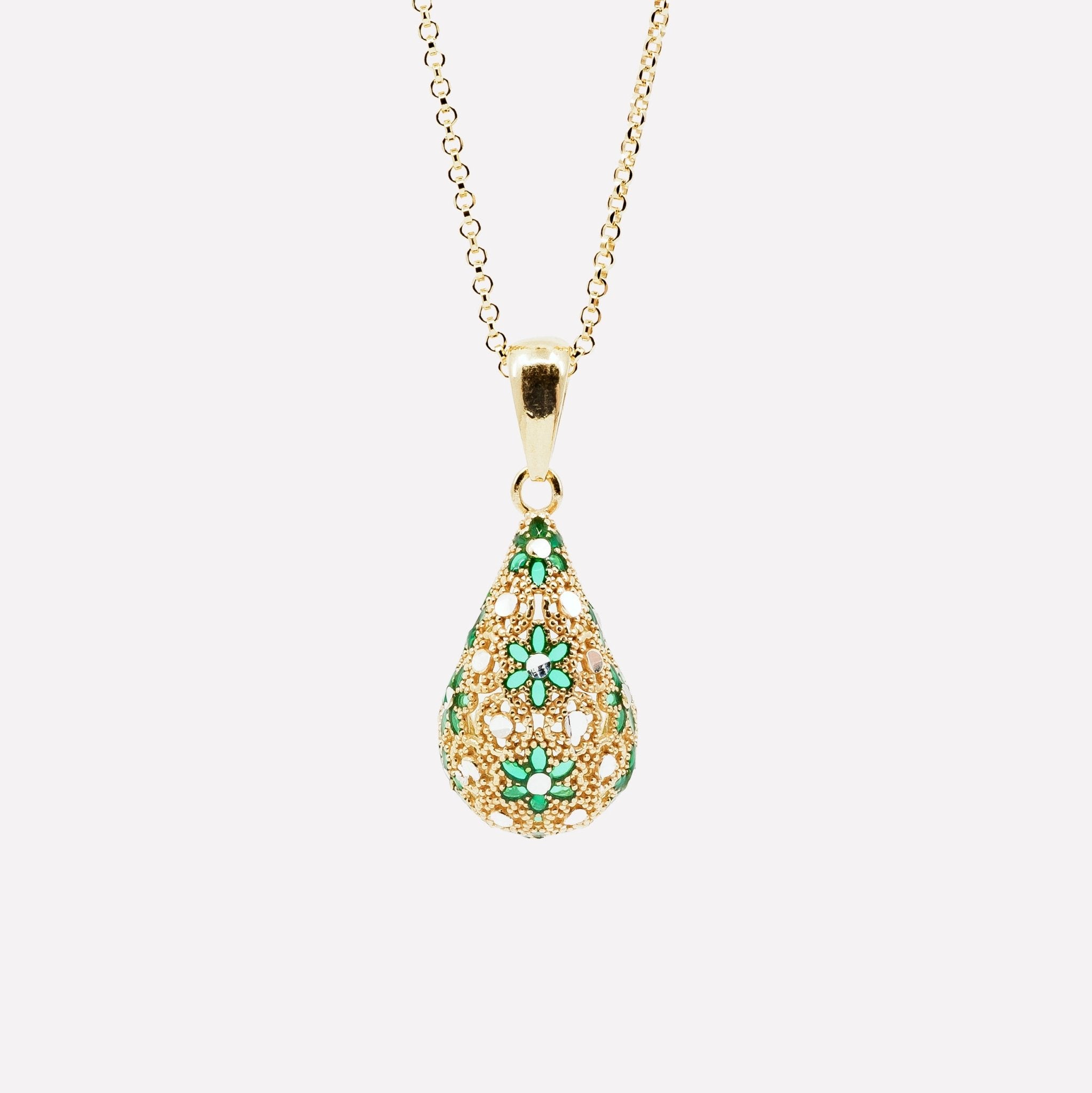 COLLANA PENDENTE GOCCIA FILIGRANA ARGENTO 925 - MINA MINA