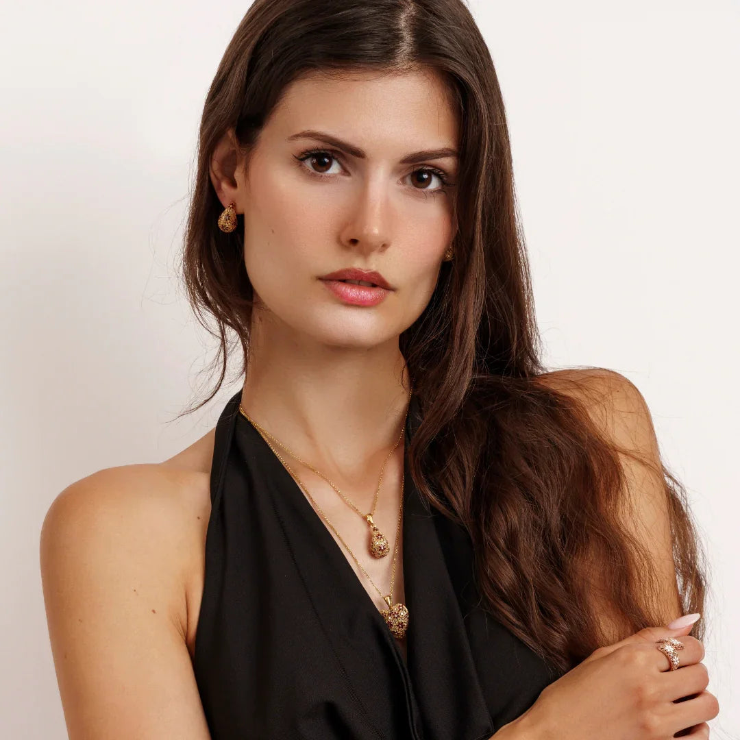 COLLANA PENDENTE GOCCIA FILIGRANA ARGENTO 925 - MINA MINA