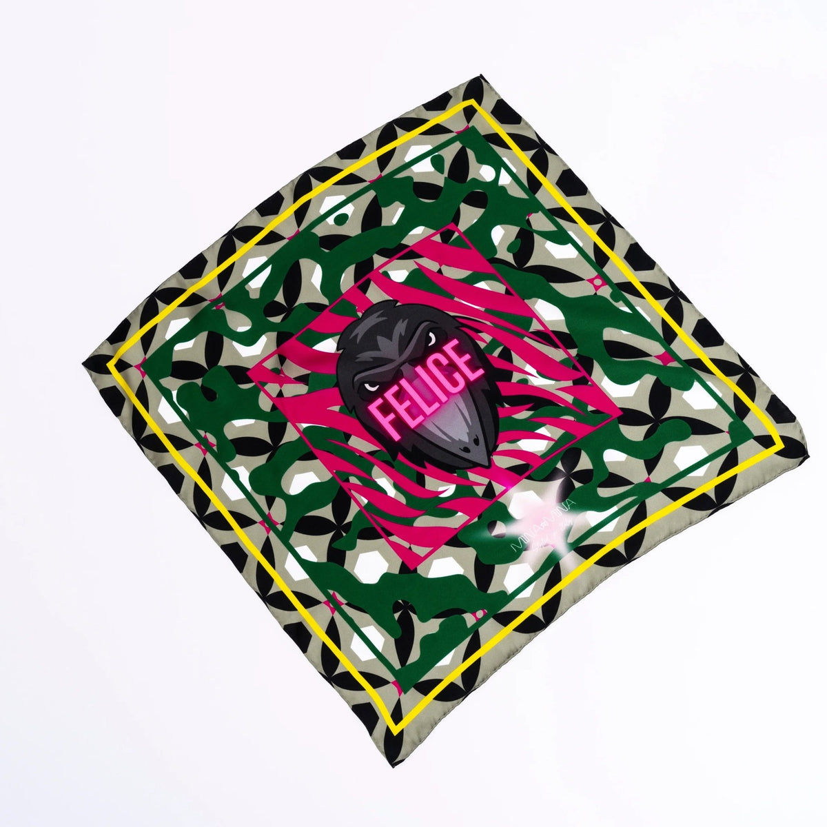 FOULARD 100% SETA CON CORVO - MINA MINA