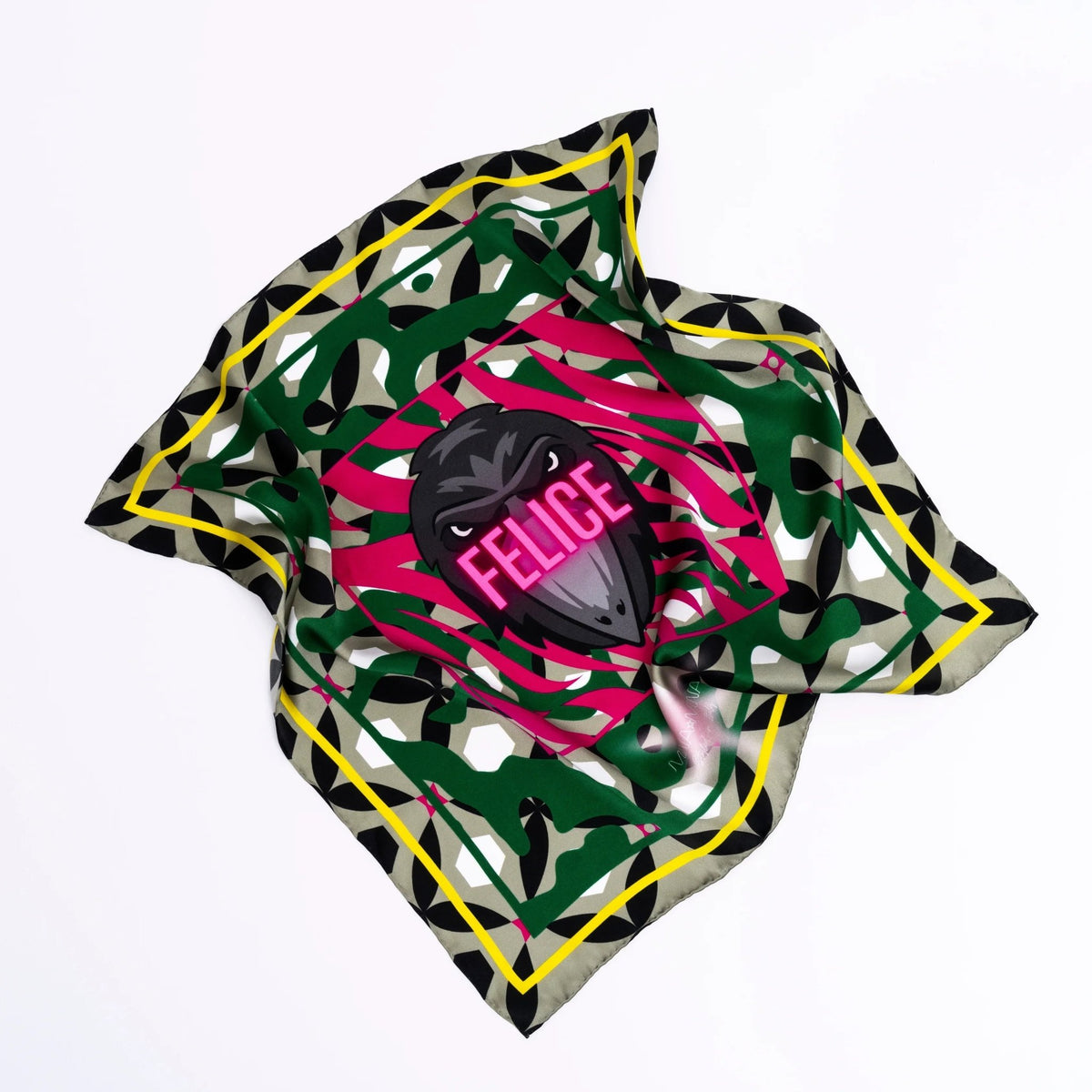 FOULARD 100% SETA CON CORVO - MINA MINA
