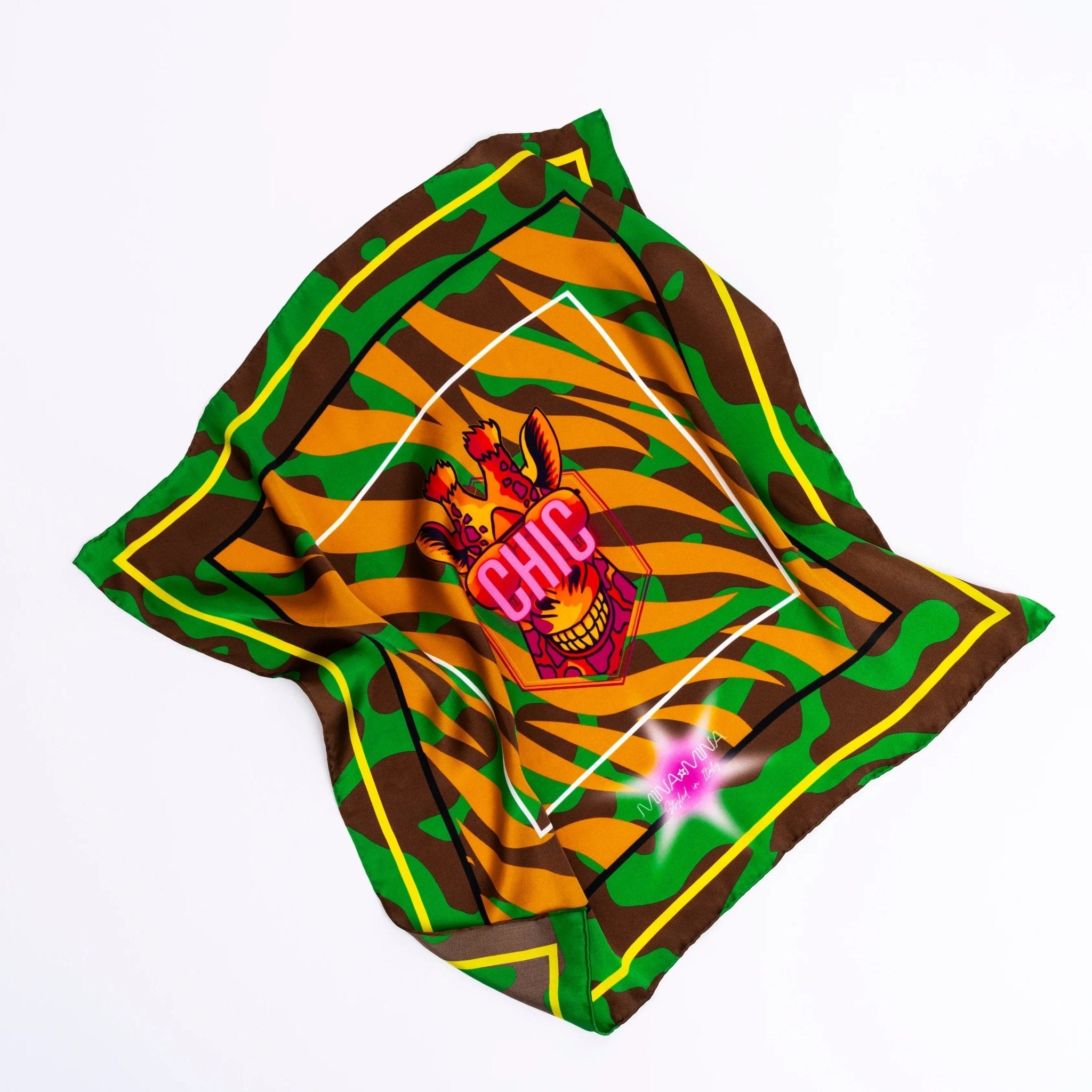 FOULARD 100% SETA CON GIRAFFA - MINA MINA