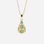 925 Silver Necklace Large Drop Pendant in Filigree and Enamel