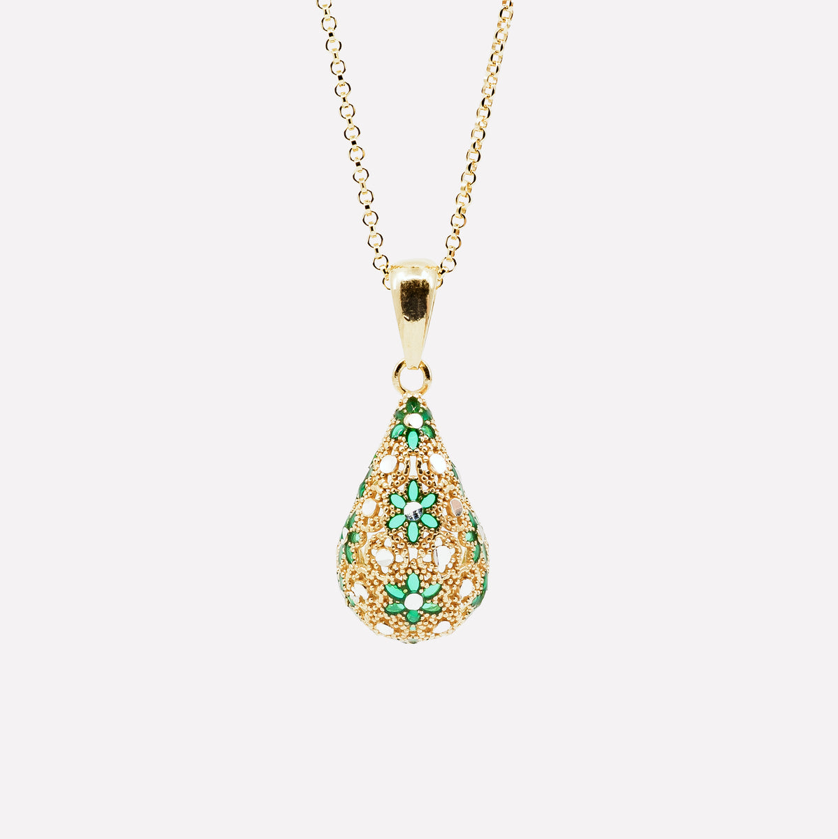 COLLANA PENDENTE GOCCIA GRANDE FILIGRANA ARGENTO 925