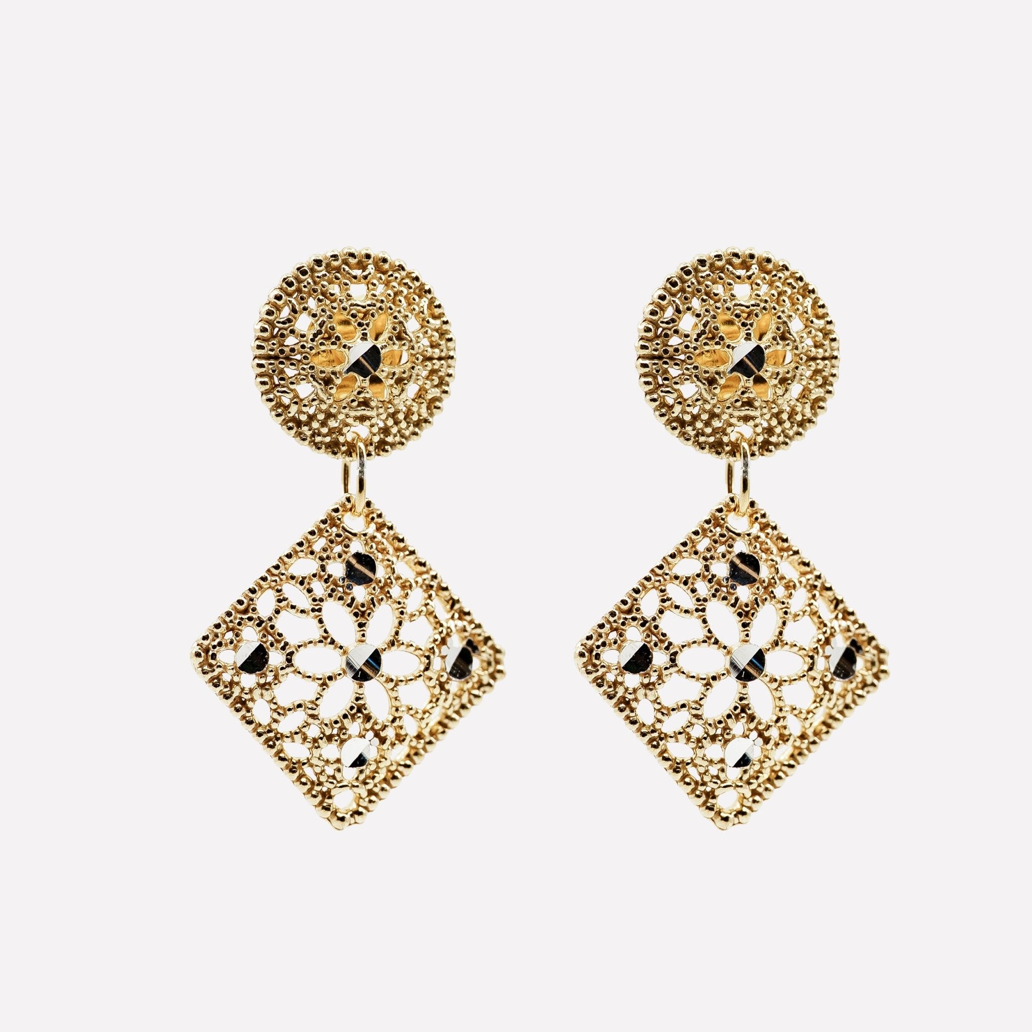 ORECCHINI GEOMETRICI PENDENTI FILIGRANA ARGENTO 925 - MINA MINA