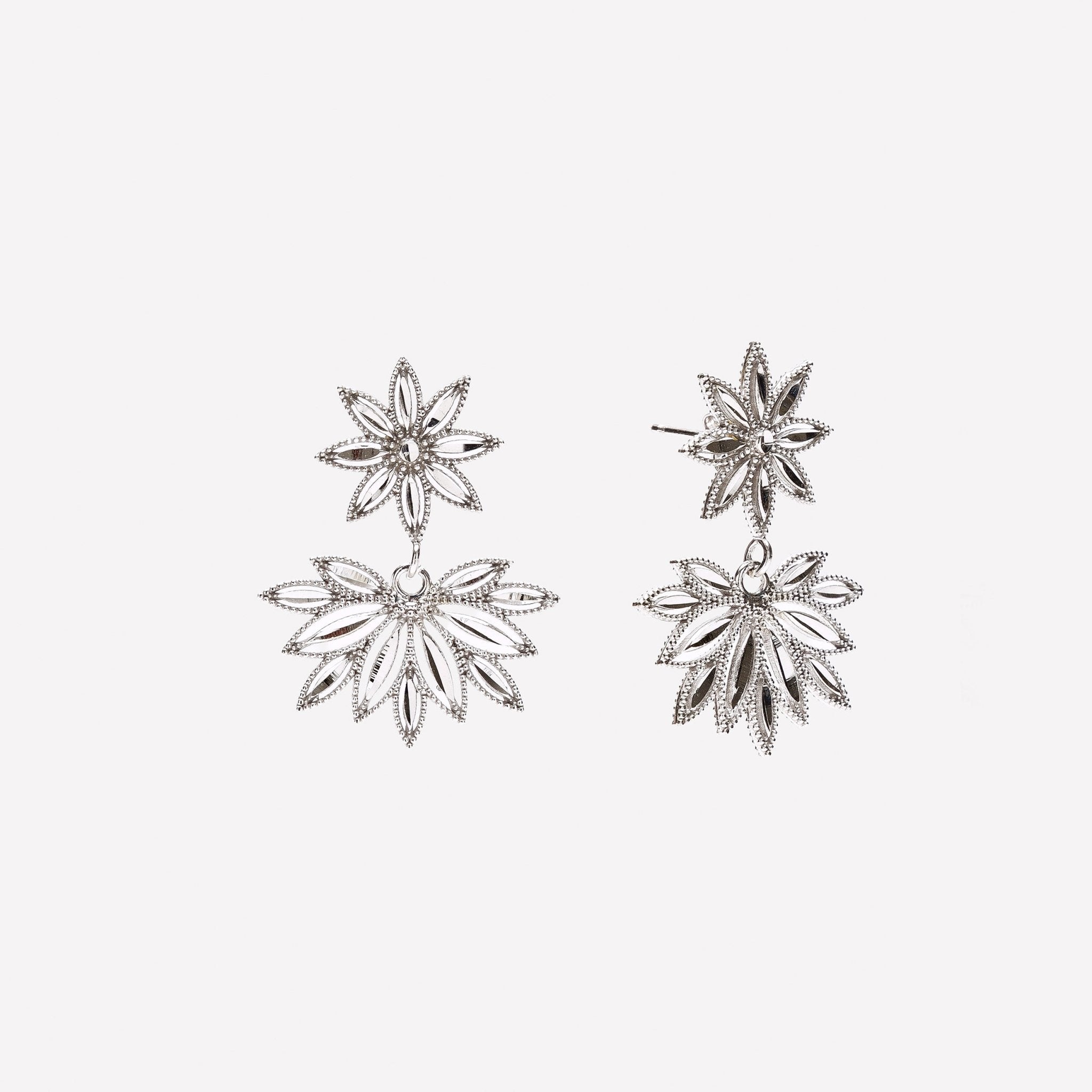 ORECCHINI LOBO FIORE E SPIGA FILIGRANA ARGENTO 925 - MINA MINA