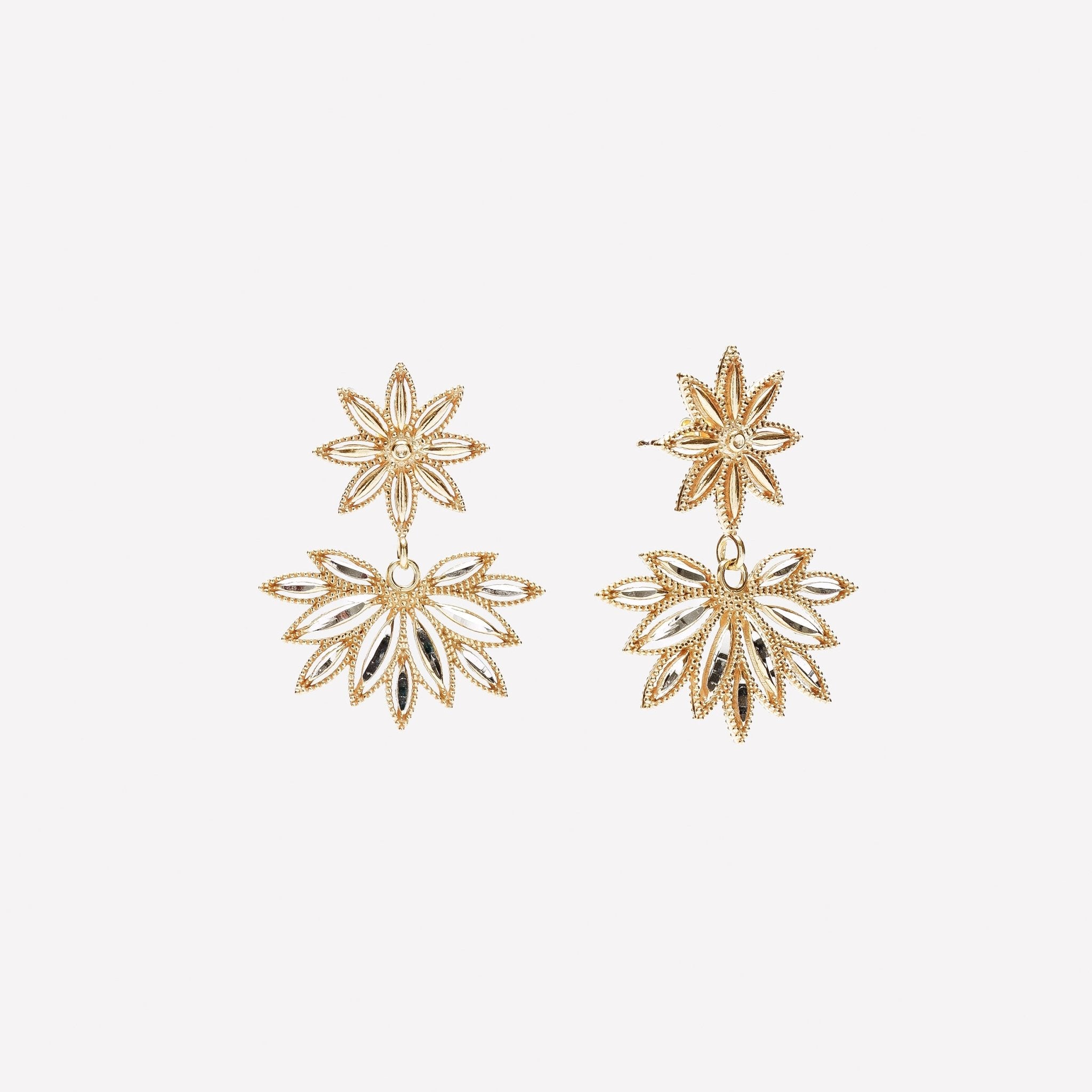 ORECCHINI LOBO FIORE E SPIGA FILIGRANA ARGENTO 925 - MINA MINA