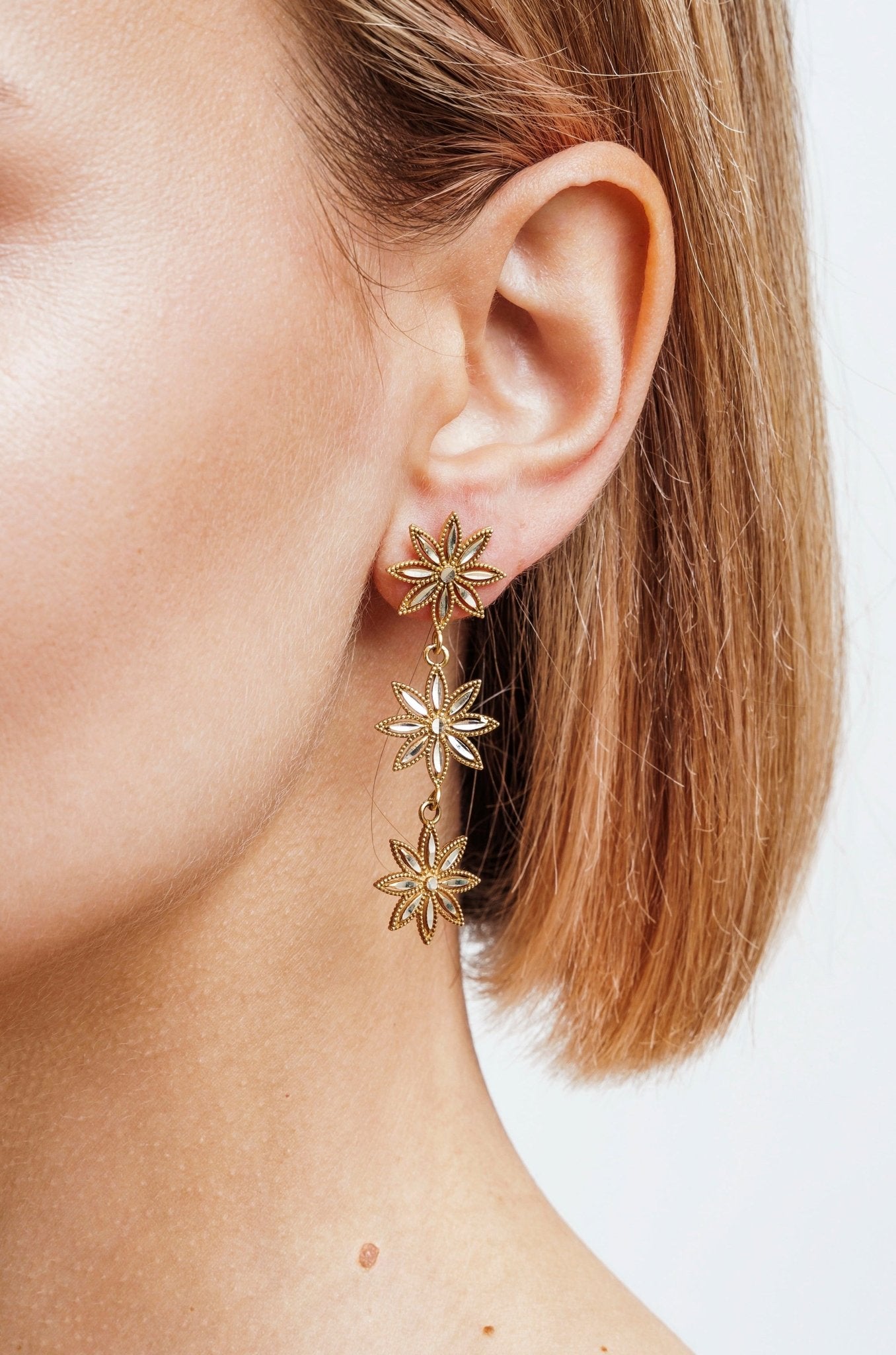 ORECCHINI TRE FIORI FILIGRANA ARGENTO 925 - MINA MINA