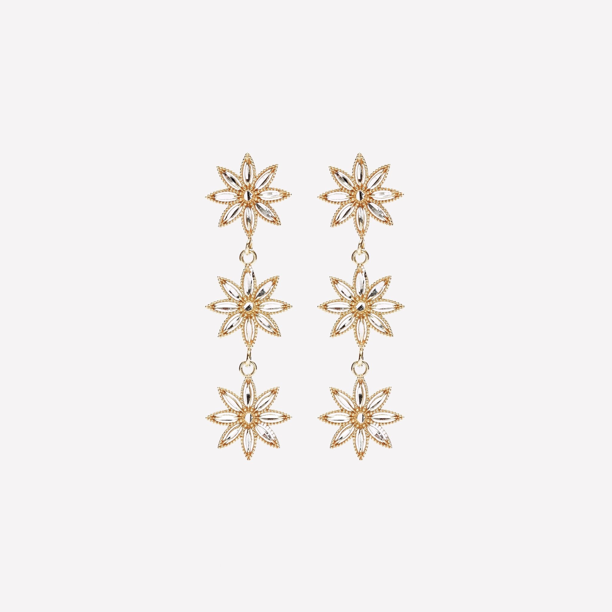 ORECCHINI TRE FIORI FILIGRANA ARGENTO 925 - MINA MINA